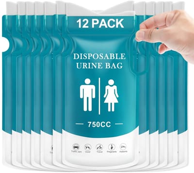 JHUBERS- Urinezak Set 750 cc - 12 Stuks - Urinoir - Handschoenen - Lekvrij - Hygiënisch - Roze Zak voor Noodsituaties - Noodtoilet