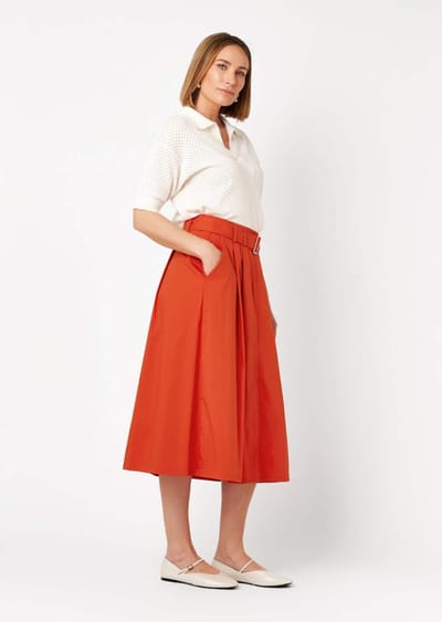 Zomerrok met textielen riem - rood - Gr. 40 van Goldner Fashion