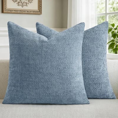 Kussenhoezen - Sierkussenslopen - Woonkamer Decoratie - Zacht Chenille Materiaal - 45 x 45 cm - Blauw