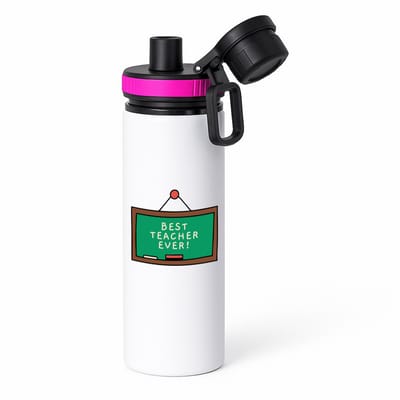Hacebo® - best teacher ever waterfles met draaidop roze - Docent - meesters of juffen - leraren - verjaardag - afscheidscadeau - geschenk - kado - water fles - 850ML
