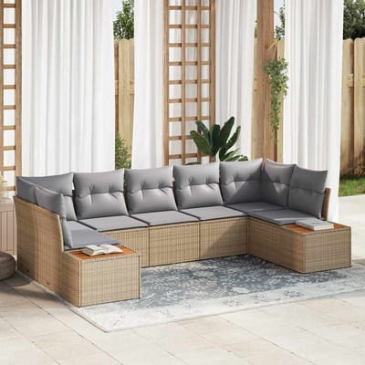 vidaXL Tuin Sofa Set 7 st Beige poly rattan
