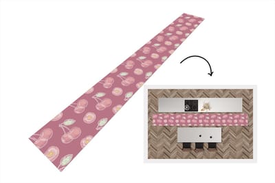 Keukenloper - Keukenmat - Design - Kers - Patroon - 400x50 cm - Keuken vloerkleed