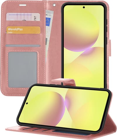 Hoesje - Met Pasjeshouder - Geschikt voor Samsung Galaxy A36 - Luxe Bookcase Portemonee - Flip Case - Kunstleer Book Case - Flipcase - Book Cover - Walletcase - Portemonneehoes - Telefoonhoesjes - Rosé goud