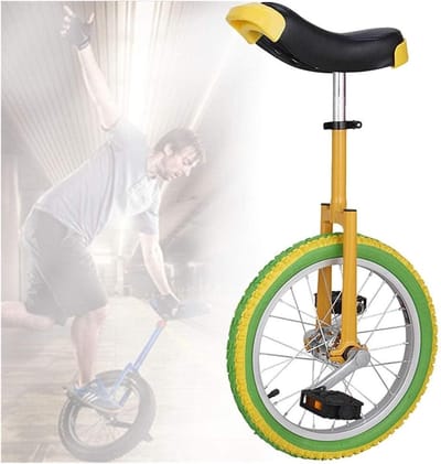 Eenwieler - Single Wheel Bike - Balans Oefenen - Verstelbaar Zadel - 16 inch - Rood Zwart