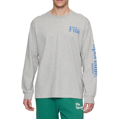 FILA Laon Oversized Long Sleeve Light Grey Melange Maat: XS | Sport Shirts Outlet | Heren | Grijs