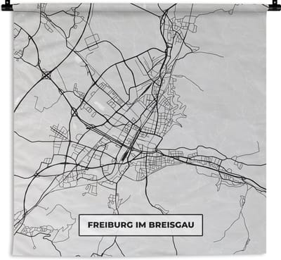 Wandkleed - Wanddoek - Plattegrond - Duitsland - Freiburg Im Breisgau - Kaart - Stadskaart - 180x180 cm - Wandtapijt