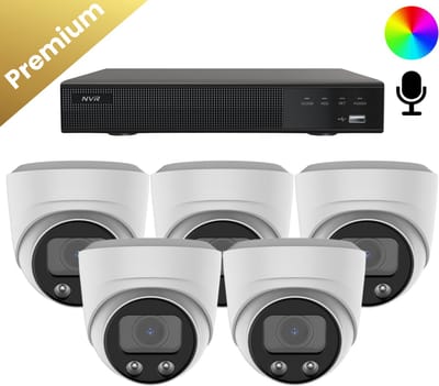 5x Beveiligingscamera set – Bedraad – Sony Dome Premium AI-ISP 8MP Full Color UltraHD 4K – Wit