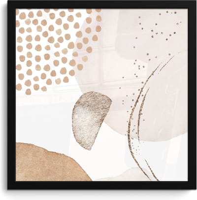 Poster in lijst - Fotolijst 40x40 cm - Posters - Watercolor - Pastel - Beige - Abstract - Modern - Posterlijst zwart - Wanddecoratie badkamer - Muurdecoratie WC - Decoratieve accessoires - Toilet muur decoratie