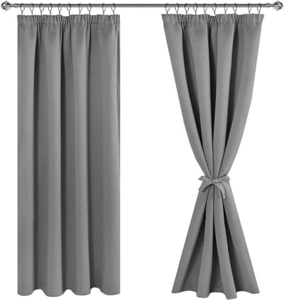 SNJY® Gordijnen Kant en Klaar met Haakjes - Vitrage Kant en Klaar met Haakjes - Gordijnen Verduisterend met Haakjes - 175 x 140 cm (H x B) - 2 Stuks - Grijs