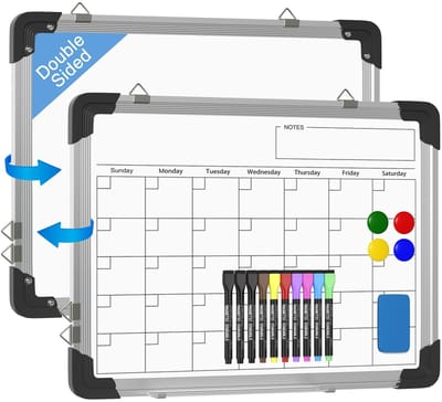 Dailygoods- Magneetkalender Dubbelzijdig - Magnetisch Whiteboard - 30 x 40 cm - Plannen/Lijsten - Notities/Kantoor - Wandmontage
