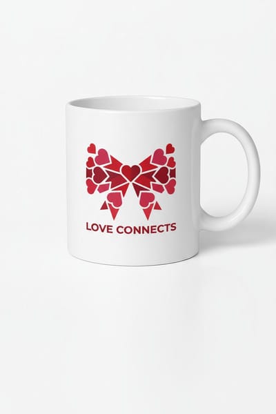 Love Connects Mok met Harten Strik Design - Romantisch Cadeau & Unieke Beker
