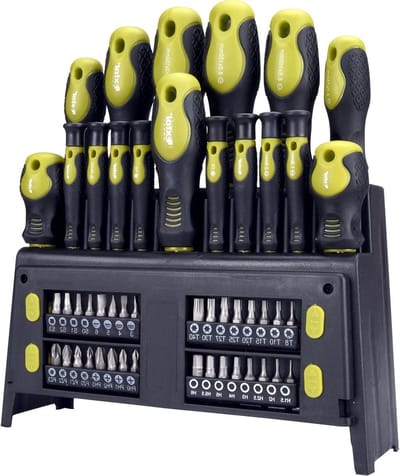 Schroevendraaierset - Bits en handvat - Klusjes in huis - 49-delige set - CrV - Grijs