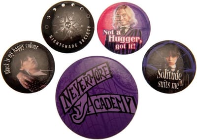 Set van 5 Nevermore School Pins voor Tassen en Kleding