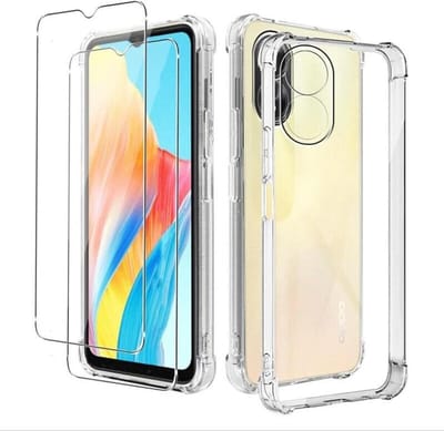 Hoesje Geschikt voor Oppo A18 Hoesje transparant Anti Shock - Hoesje Geschikt voor Oppo A38 silicone hoesje - Hoesje Geschikt voor Oppo A38 / A18 Screenprotector Glazen 2 pack