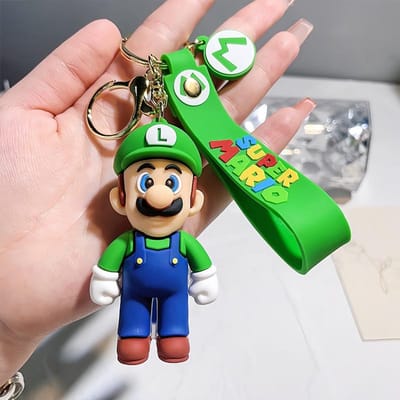 Anime Super Mario Bros Sleutelhanger Hanger Cartoon Mario Luigi Prinses Peach Sleutelhanger Rugzak Tas Autosleutelhanger Rekwisiet Cadeau green
