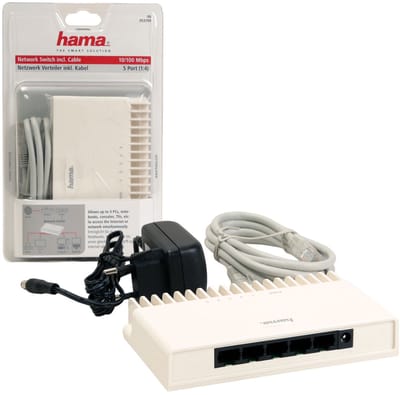 Hama Netwerk Switch - 5 poort - 10/100 Mbps - Netwerk Kabel - Wit