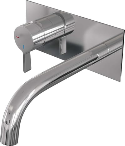 Brauer Chrome Edition inbouw wastafelmengkraan met gebogen uitloop en afdekplaat model E2 chroom