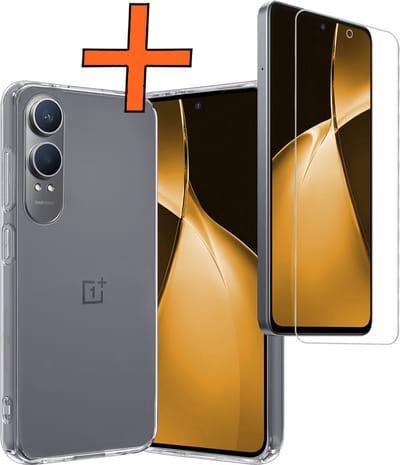 Hoes - Met Screenprotector - Geschikt voor OnePlus Nord CE 4 Lite - Sterk & Shockproof - Back Cover - Siliconen Case - Telefoon Hoes - Transparant