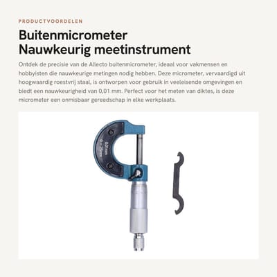 Dailygoods- Buitenmicrometer Hoge Nauwkeurigheid - Roestvrij Staal - Meetinstrument - Duurzaam - Lichtgewicht - Nauwkeurigheid 0,01 Mm