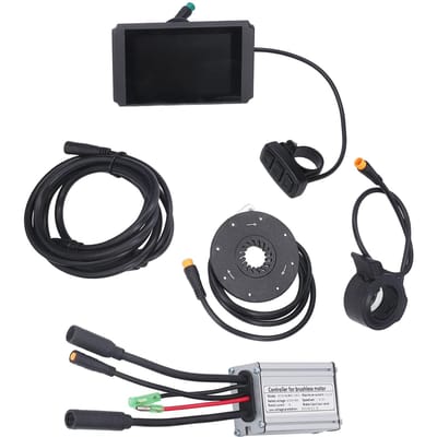 Kit Contrôleur Vélo Électrique 15A Étanche Compteur LCD8H Kit de Conversion Vélo avec Fil 1 à 2 pour Moteur 250W 350W black
