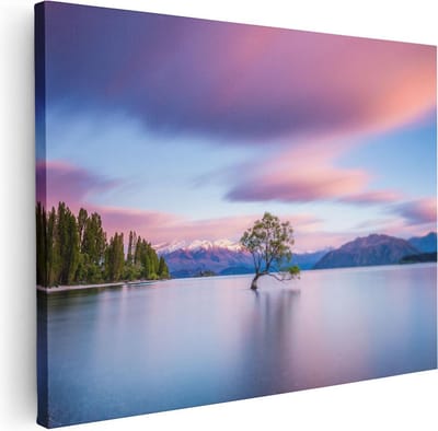 Artaza Canvas Schilderij Bergen - 40x30 cm - Klein - Wanddecoratie Zonsondergang - Muurdecoratie Natuur - Kamer Accessoires