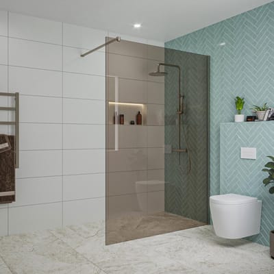 FugaFlow Eccelente Vetro inloopdouche badkamer - 140x200cm - rookglas - wandarm - gunmetal