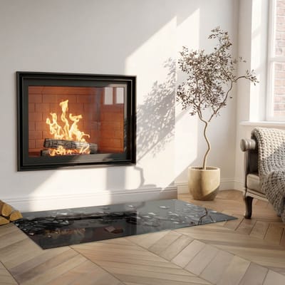 Coloray Vloerplaat Houtkachel - Onderplaat Kachel - 125 cm x 50 cm - Houtkachel Vloerplaat - Zwart Vloerplaat Kachel - Vloerplaat Voor Kachel - Vloerplaat voor Houtkachel - Vloerplaat Open Haard - Plaat Kachel
