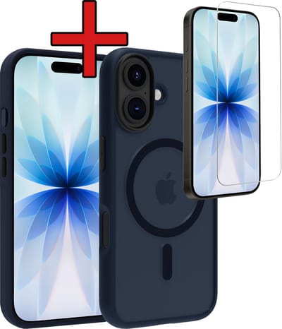 Hoesje - Met Screenprotector - Geschikt voor Apple iPhone 17 - Magsafe Compatible - Sterk & Shockproof - Shock Proof Case - Back Cover - Telefoon Hoes - Telefoonhoes - Donkerblauw