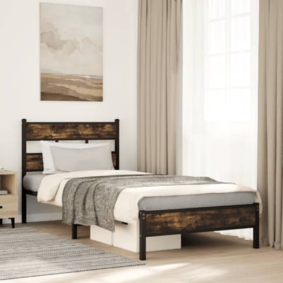 vidaXL - Bedframe - met - hoofdbord - zonder - matras - sonoma - eiken - 107x203 - cm
