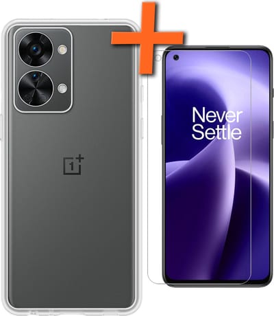 Hoes - Met Screenprotector - Geschikt voor OnePlus Nord 2T - Sterk & Shockproof - Back Cover - Siliconen Case - Telefoon Hoes - Transparant