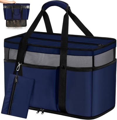 Grote Strandtas XXL 45L Vouwbare Reisbag met Meerdere Compartimenten voor Familie, Perfect voor Vakantie en Winkelen