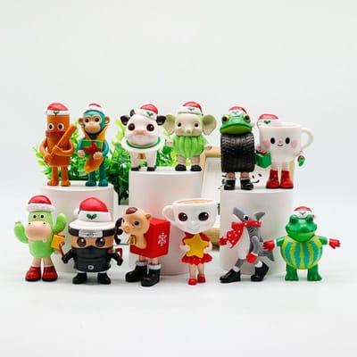12 stuks Kerst Tung Tung Tung Sahur Actiefiguur Speelgoed PVC Model Italiaanse Hersenkronkel Tun Tung Tung Sahur Figuren Kerstcadeau beige