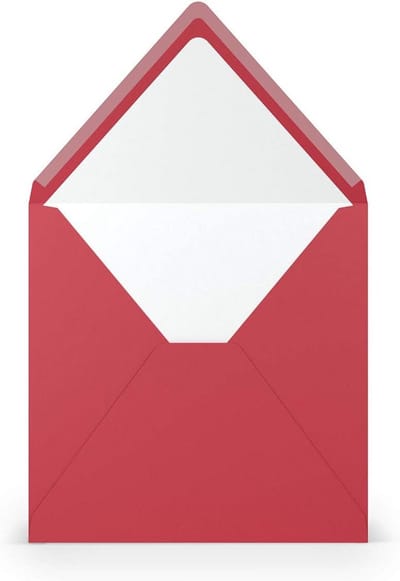 25 Vierkante Enveloppen Rood Geribbeld 16,4x16,4 cm Bruiloft en Kaarten - Zonder Venster