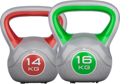 Gorilla Sports Kettlebells - Kunststof Trendy - 14 kg & 16 kg - Set van 2