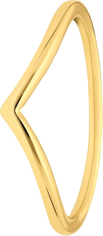 Lucardi Dames Zilveren goldplated ring V-vorm rhodiumplated - Ring - 925 Zilver - Goudkleurig - 15.5 / 49 mm