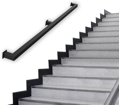 Trapleuning Metaal - Wandbeugel Balustrade - Veilige Trappen - Sterk Corrosiebestendig - 80 cm - Zwart