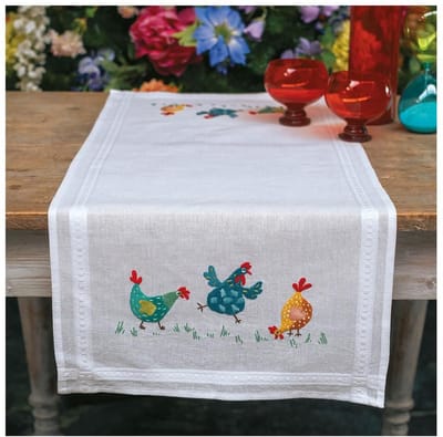Vervaco - Loper kit - Kleurige kippen - PN-0197236 - Borduren - Borduurpakket - Borduurpakket volwassenen - Borduurpakket kind