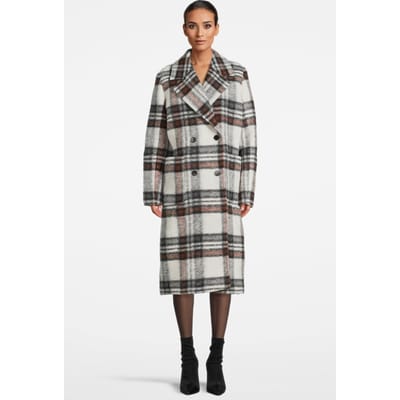 AllSaints Esme Check Coat Black/white/brown Größe: 32 | Zweireihige Mäntel Outlet | Damen | Schwarz