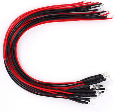 50 Stuks LED Diodes 3mm Warm Wit Licht met Draden - 12V Laag Verbruik