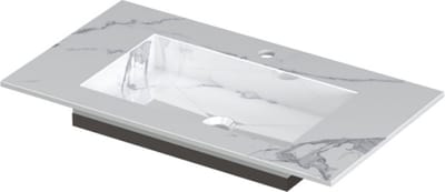 INK Post wastafel in keramische slab met envelop bodem met 1 kraangat, 80x45x1cm, statuario glans