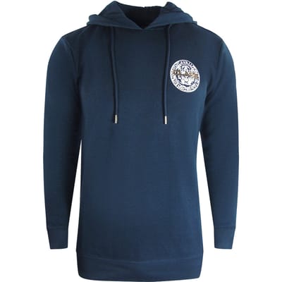 Marineblauwe hoodie met Cavalli-klasse grote cirkelontwerp