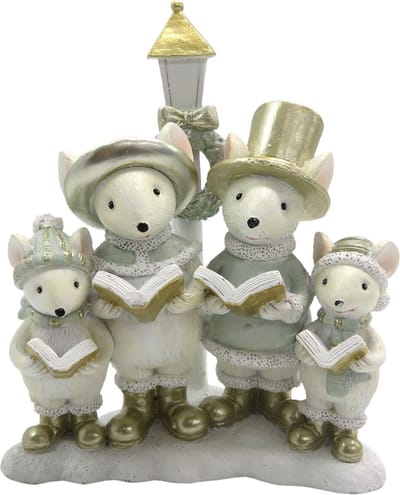 Clayre & Eef Decoratie Beeld Muizen 6PR2763 10*5*12 cm - Meerkleurig Kunststof Decoratief Figuur Decoratieve Accessoires Woonaccessoires