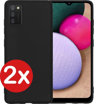 Hoesje - 2 Stuks - Geschikt voor Samsung Galaxy A03s - Sterk & Shockproof - Telefoonhoes - Back Cover - Case Siliconen - Telefoon Hoes - Zwart