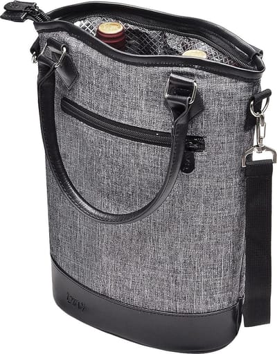 Geïsoleerde Wijn Carrier Tote - Reizen Flessen Cooler Bag - Wijn/Champagne - Handvat en Schouderriem - Gratis Kurkentrekker - Grote Wijnliefhebber Gift