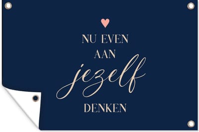 Muurdecoratie Beterschap - Quote - Hartje - Denken - 180x120 cm - Tuinposter - Tuindoek