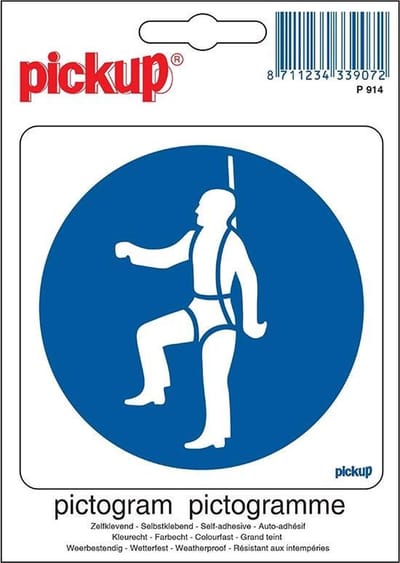 Pickup Pictogram 10x10 cm - Veiligheidsharnas verplicht