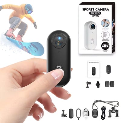 Mini Action Camera 1080P Bodycam Mini-Sportcamera Mini WiFi-actiecamera, IP68 Waterdicht tot 30 Meter, 120° Groothoeklens, Mini POV-Vlogcamera, 800 mAh Batterij, Draagbare Camera Voor Motor-/fiets-/ski-/huisdierhelmen, Compacte Dashcam (Zwart)