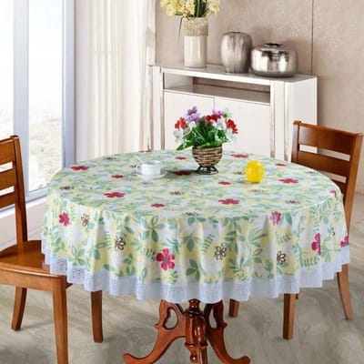 Grande nappe ronde en PVC, imperméable, résistante à l'huile, résistante aux brûlures, sans lavage, motif imprimé en dentelle Diameter:150cm gray