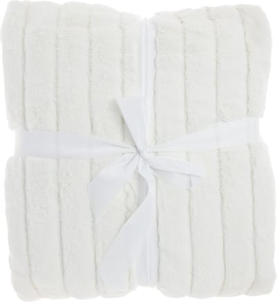Unique Living Vent du Sud - bedsprei - fake fur bont - rib - dove white - 220x240cm