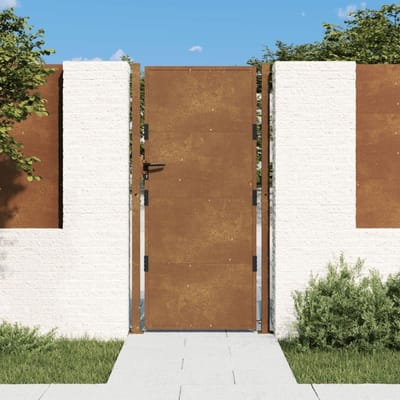 Tuindeur Cortenstaal - Buitendeur Tuinhek - Terras Afscheiden - Weerbestendig Staal - 105 x 205 cm - Bruin